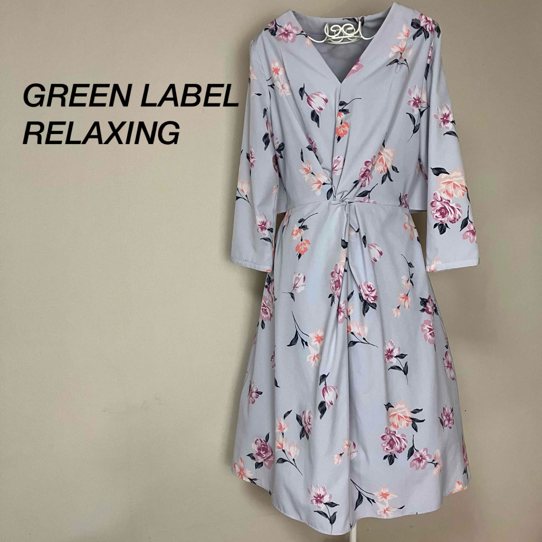 UNITED ARROWS green label relaxing(ユナイテッドアローズグリーンレーベルリラクシング)の【大人気】GREEN LABEL RELAXING ワンピース　Vネック　花柄 レディースのワンピース(ひざ丈ワンピース)の商品写真