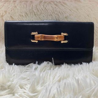 グッチ(Gucci)のGUCCI グッチ バンブー 金ロゴ レザー 革 長財布 竹 Wallet(長財布)