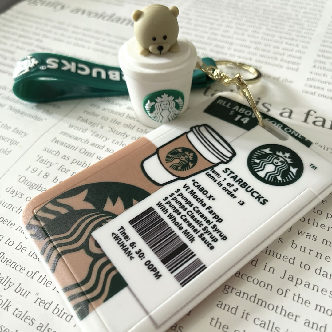 Starbucks(スターバックス)の新品 スターバックス スタバ ID カード ケースベアリスタ ベア キーホルダー レディースのファッション小物(名刺入れ/定期入れ)の商品写真