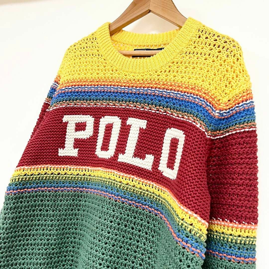 POLO RALPH LAUREN(ポロラルフローレン)のPOLO RALPH LAUREN ストライプド ロゴ リネンブレンド セーター レディースのトップス(ニット/セーター)の商品写真