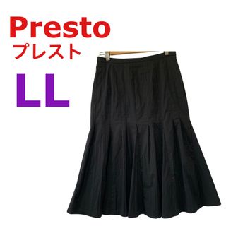 Presto プレスト【美品】ロングフレアスカート☆ブラック☆ゆったり☆LL(ひざ丈スカート)