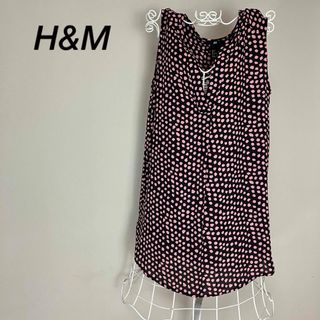 エイチアンドエム(H&M)の【美品】H&Mエイチアンドエム　チュニック　ノースリーブ　Vネック　薄手(ひざ丈ワンピース)