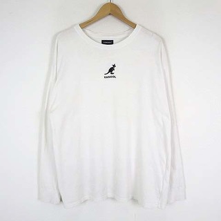 カンゴール(KANGOL)のカンゴール Tシャツ ロンT ロゴ 刺繍 クルーネック 長袖 L 白 ホワイト(Tシャツ/カットソー(七分/長袖))