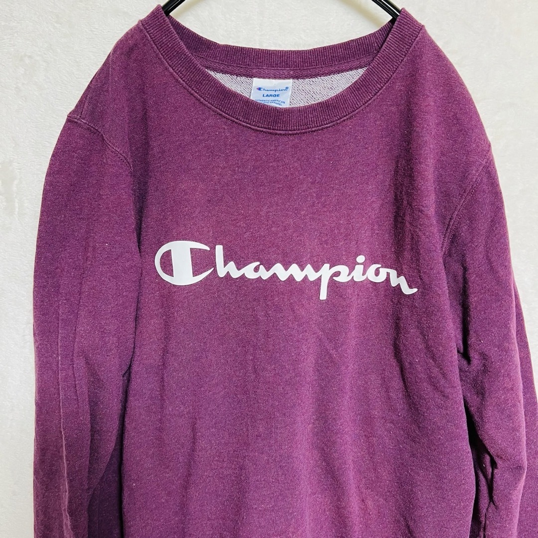 Champion(チャンピオン)のチャンピオン　スウェット　プリントロゴ　マルーン　サイズL  古着系 レディースのトップス(トレーナー/スウェット)の商品写真