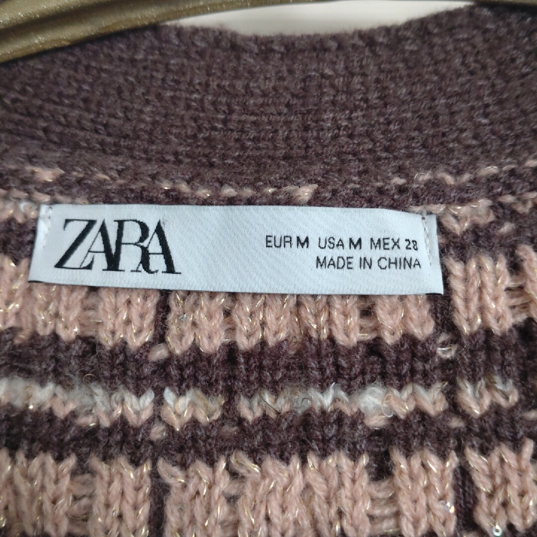 ZARA(ザラ)のZARA☆テクスチャー織地ニットカーディガン ツイード アンティーク風ボタン レディースのトップス(カーディガン)の商品写真