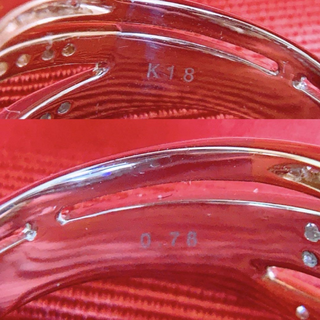上質❗️豪華✨D0.78CT✨k18コンビカラー幅広ダイヤモンドリング　3連風 レディースのアクセサリー(リング(指輪))の商品写真