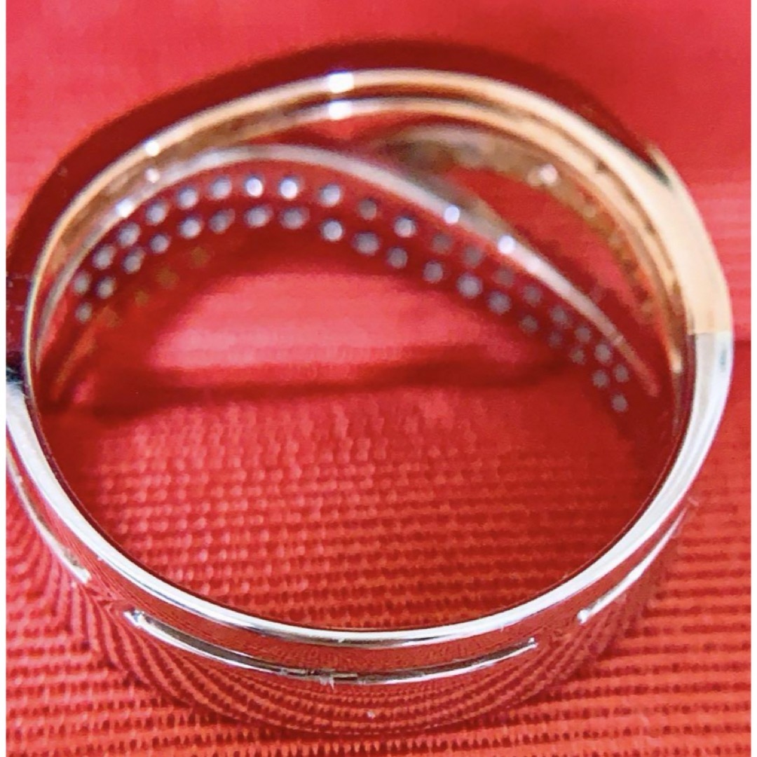 上質❗️豪華✨D0.78CT✨k18コンビカラー幅広ダイヤモンドリング　3連風 レディースのアクセサリー(リング(指輪))の商品写真