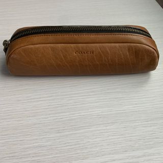 COACH - 新品コーチcoachペンケース茶色ブラウン内側ボーダー柄ブラック黒色