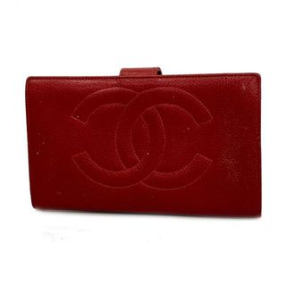 シャネル(CHANEL)の【4ge4842】シャネル 長財布/キャビアスキン/レッド/ゴールド金具 【中古】 レディース(財布)