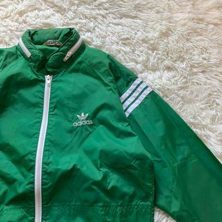 アディダス(adidas)の90s ADIDAS アディダス トラックジャケット　ナイロン 3ライン 緑(ナイロンジャケット)