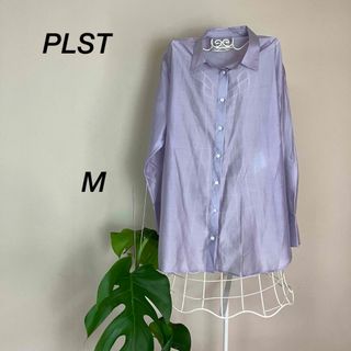 PLST - 【美品】PLSTプラステ　シャツブラウス　光沢　シホンパープル　薄手　エレガント