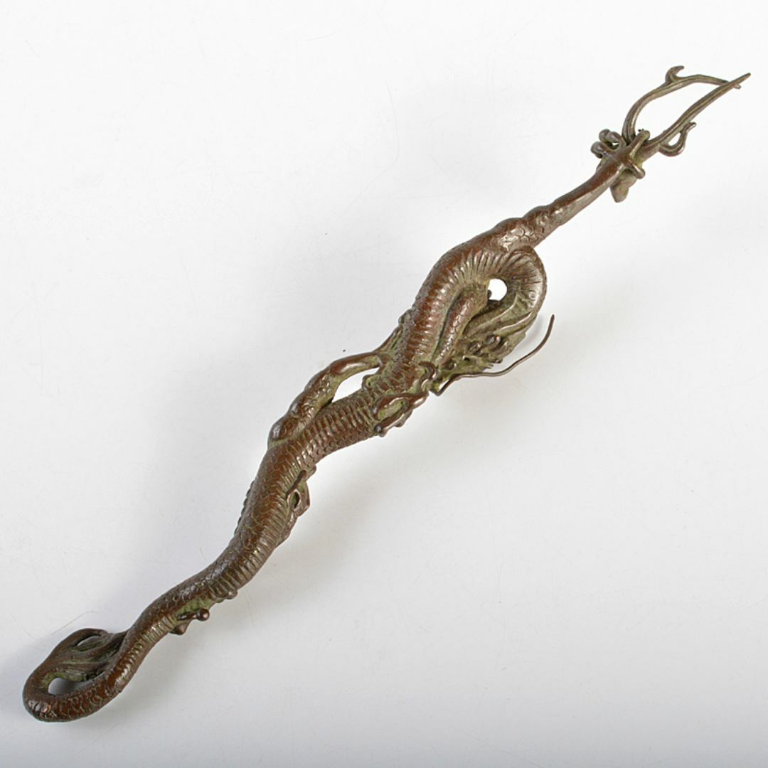 金工名品 古銅宣徳銅 龍 筆架 置物 C 6941E 金属工芸 金工名品 古銅宣徳銅 龍 筆架 置物 C 6941E 金属工芸
