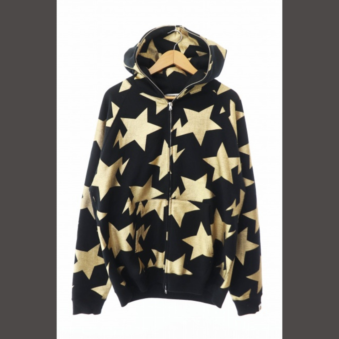 A BATHING APE(アベイシングエイプ)のアベイシングエイプ ベイプスター フルジップ パーカー L ブラック ゴールド メンズのトップス(パーカー)の商品写真