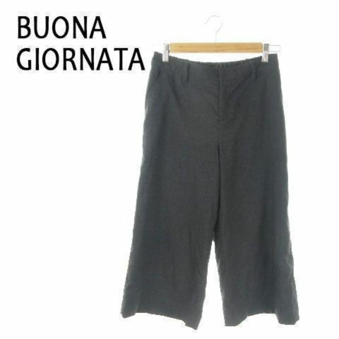 BUONA GIORNATA(ボナジョルナータ)のボナジョルナータ ガウチョパンツ ハイウエスト 9 黒 210325MN15A レディースのパンツ(カジュアルパンツ)の商品写真