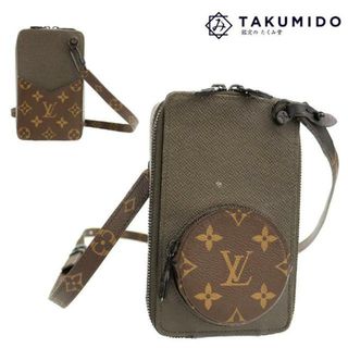 ルイヴィトン(LOUIS VUITTON)のルイヴィトン ショルダーバッグ フォンボックス 中古 M30581 タイガ モノグラム LOUIS VUITTON 【中古】 | スマホケース 肩掛け ブラウン カーキ ビトン LV カバン 鞄 ユニセックス バック ブランド ファッション Bランク(ショルダーバッグ)