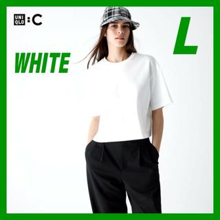 ユニクロ(UNIQLO)のL【新品】ユニクロC コットンオーバーサイズクロップドT WHITE(Tシャツ(半袖/袖なし))