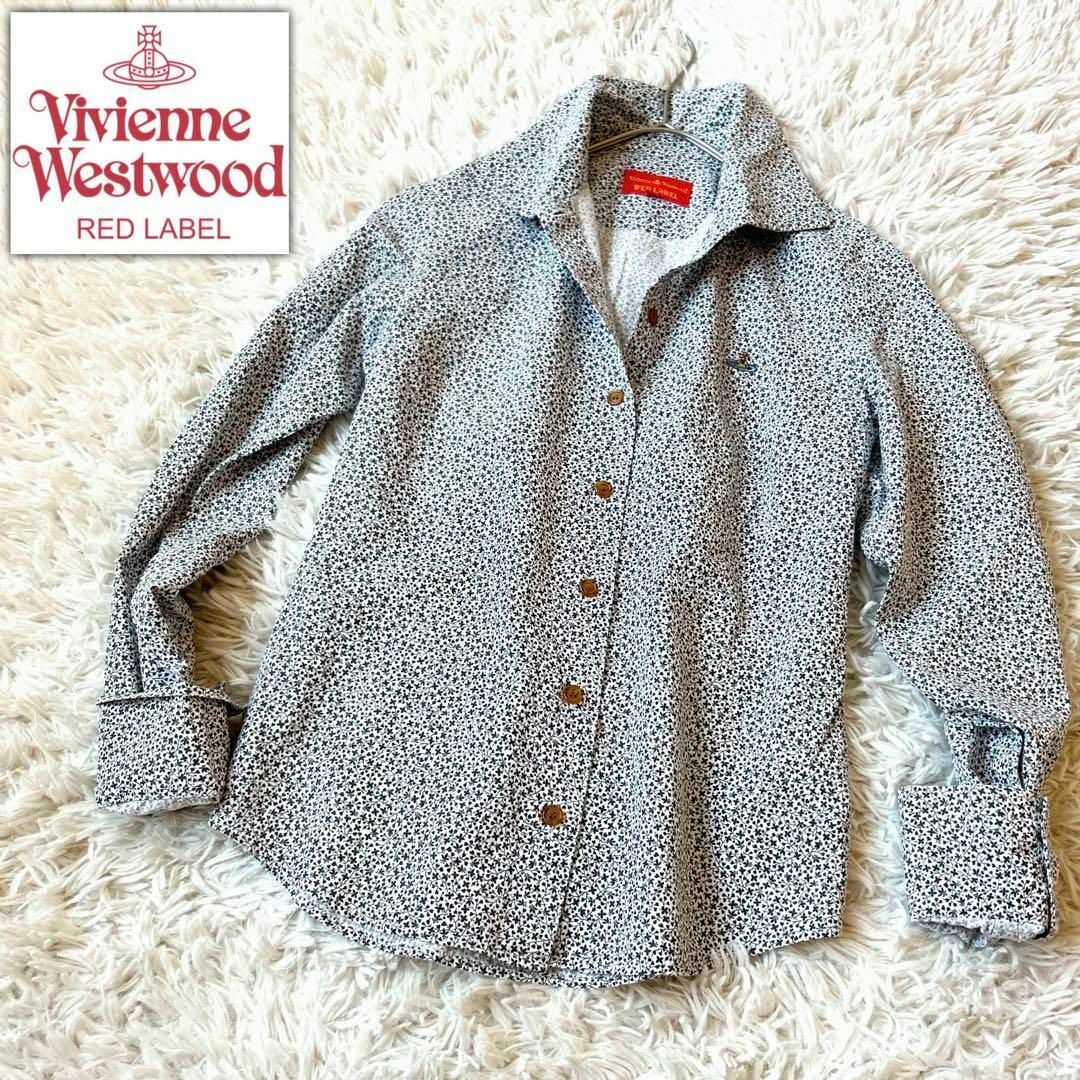 Vivienne Westwood(ヴィヴィアンウエストウッド)のヴィヴィアンウェストウッド✨花柄 オーブロゴ ワイドカラーコットンブラウス レディースのトップス(シャツ/ブラウス(長袖/七分))の商品写真