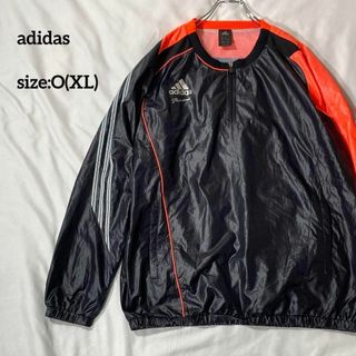 アディダス(adidas)のアディダス　ハーフジッププルオーバー　ウィンドブレーカー　ブラック×オレンジXL(ナイロンジャケット)