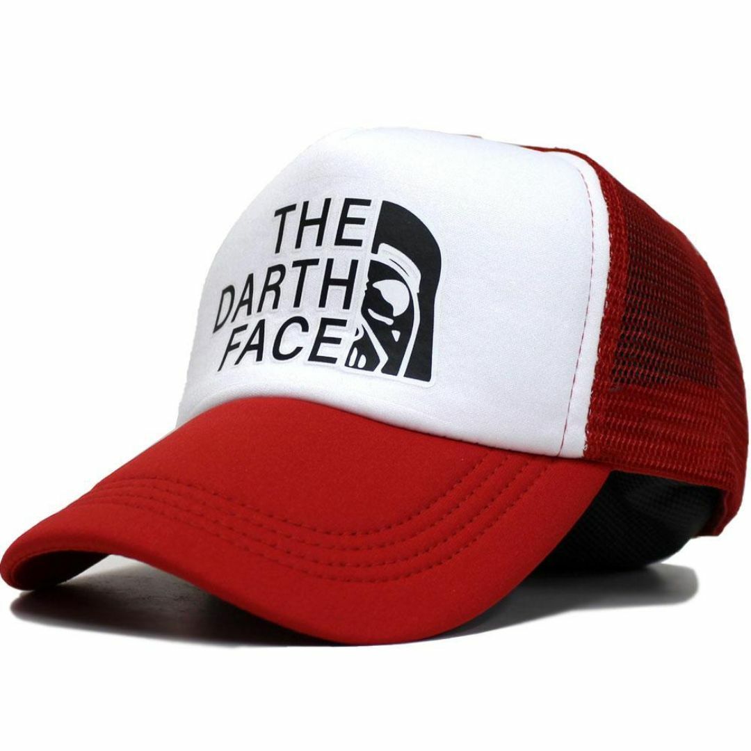 特価！ 人気 パロディ ダースフェイス メッシュキャップ レッドホワイト メンズの帽子(キャップ)の商品写真