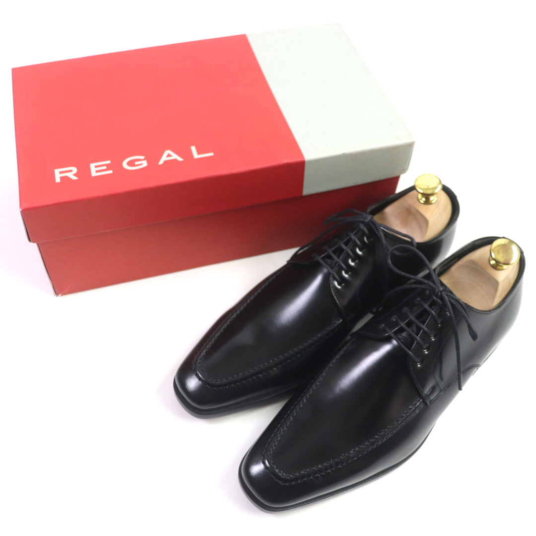 REGAL(リーガル)の未使用品▼REGAL リーガル Uチップ レースアップ レザーシューズ ブラック 25 箱付き 日本製 メンズ ビジネス◎ メンズの靴/シューズ(ドレス/ビジネス)の商品写真