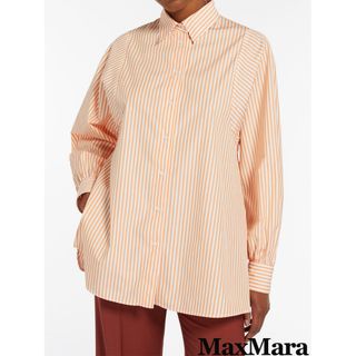 ウィークエンドマックスマーラ(Weekend Max Mara)のマックスマーラ コットンストライプ オーバーサイズシャツ オレンジ(シャツ/ブラウス(長袖/七分))