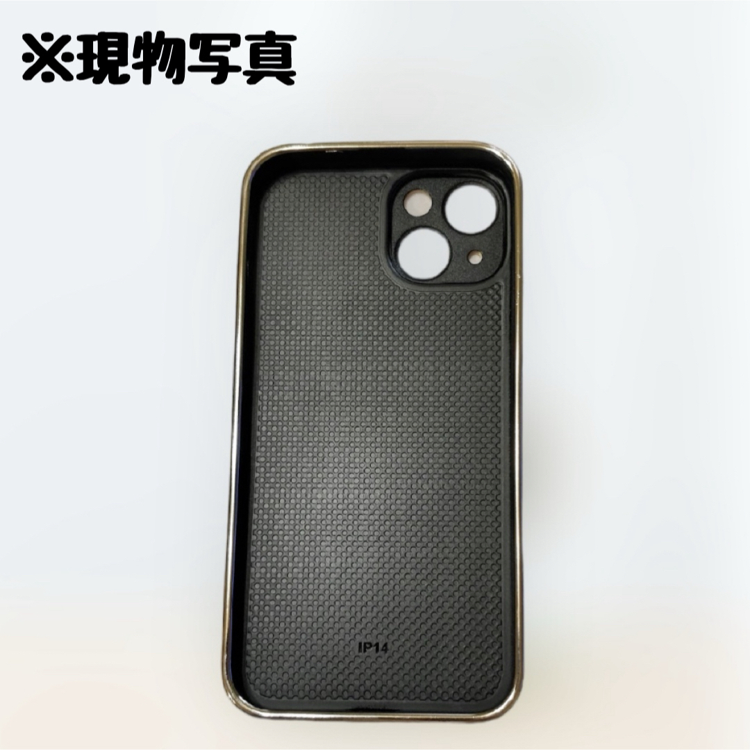 iPhone14 case ケース ブラック レザー風 ゴールドフレーム 韓国 スマホ/家電/カメラのスマホアクセサリー(iPhoneケース)の商品写真