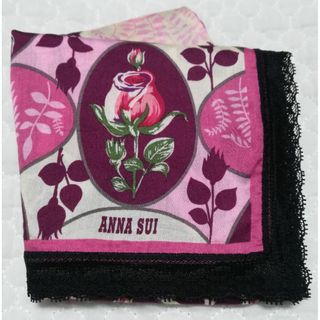 アナスイ(ANNA SUI)の黒レース バラ 薔薇 ローズ ピンク アナスイ ハンカチ(ハンカチ)