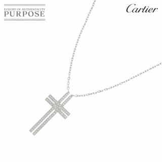 カルティエ(Cartier)のカルティエ Cartier クロス ダイヤ ネックレス 42cm K18 WG ホワイトゴールド 750 VLP 90220946(ネックレス)