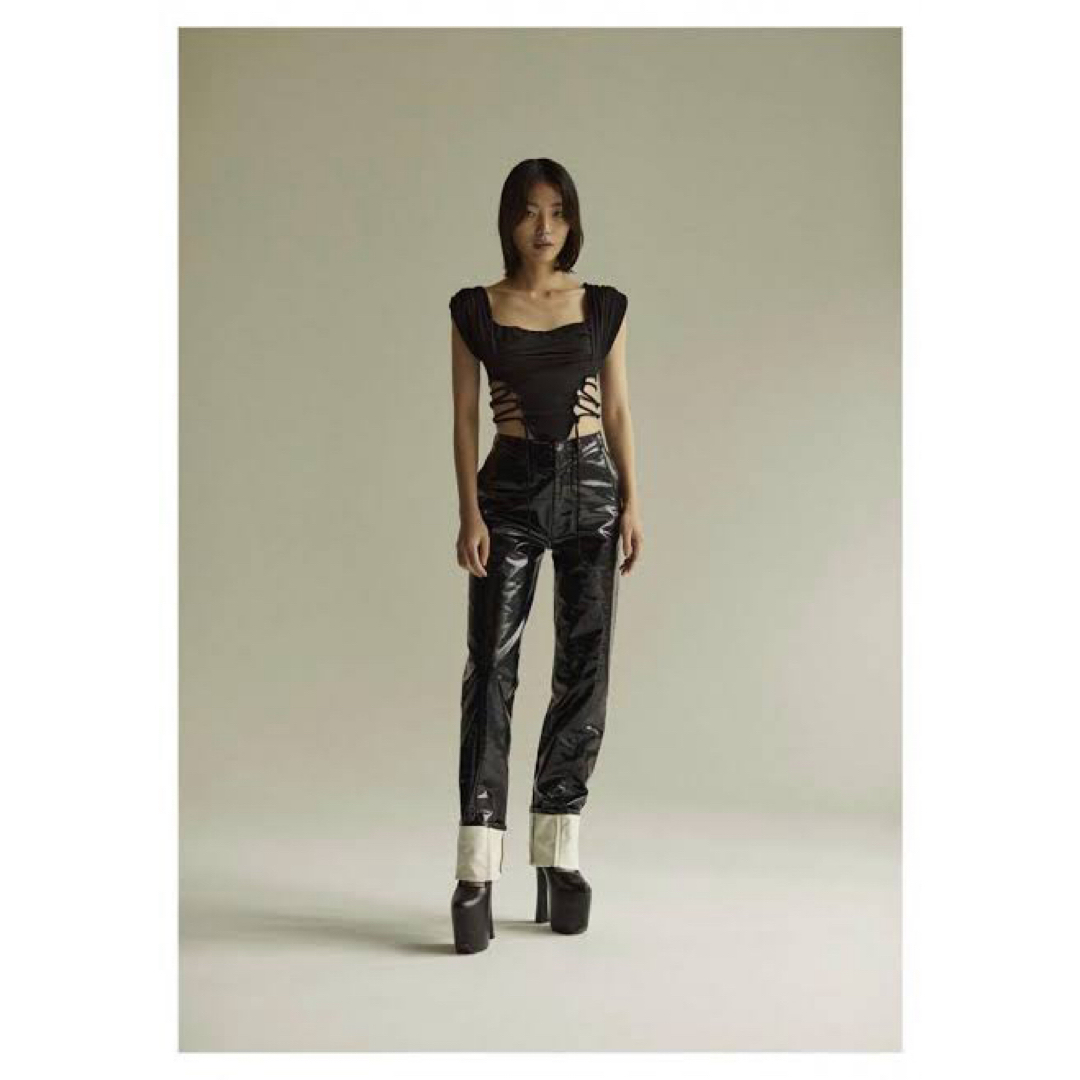 Yohji Yamamoto(ヨウジヤマモト)のFETICO HIGHRISE PVC DENIM JEANS 22SS レディースのパンツ(デニム/ジーンズ)の商品写真