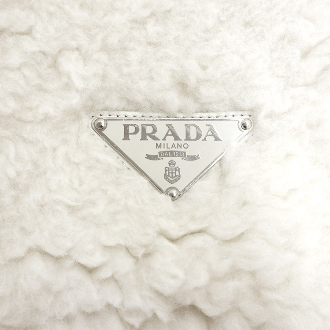 PRADA(プラダ)のプラダ ショッピングバッグ 2way ショルダー ハンドバッグ 斜め掛け ウール カシミヤ NATURALE ナチュラル 白 シルバー金具 1BG428 PRADA（新品・未使用品） レディースのバッグ(ショルダーバッグ)の商品写真