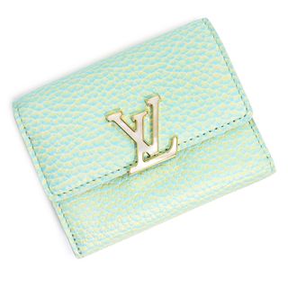 ルイヴィトン(LOUIS VUITTON)のルイ ヴィトン ポルトフォイユ カプシーヌ XS 三つ折り財布 トリヨンレザー サマースターダスト ホワイトシェル ライトグリーン 黄緑 ゴールド金具 M81528 箱付 LOUIS VUITTON（新品・未使用品）(財布)