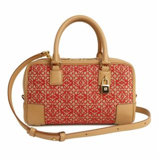 ロエベ(LOEWE)のロエベ アマソナ 23 2WAY ショルダー ハンドバッグ ジャガード カーフスキン レザー ベージュ レッド 赤 ゴールド金具 A039N07X03 LOEWE（新品・未使用品）(ハンドバッグ)