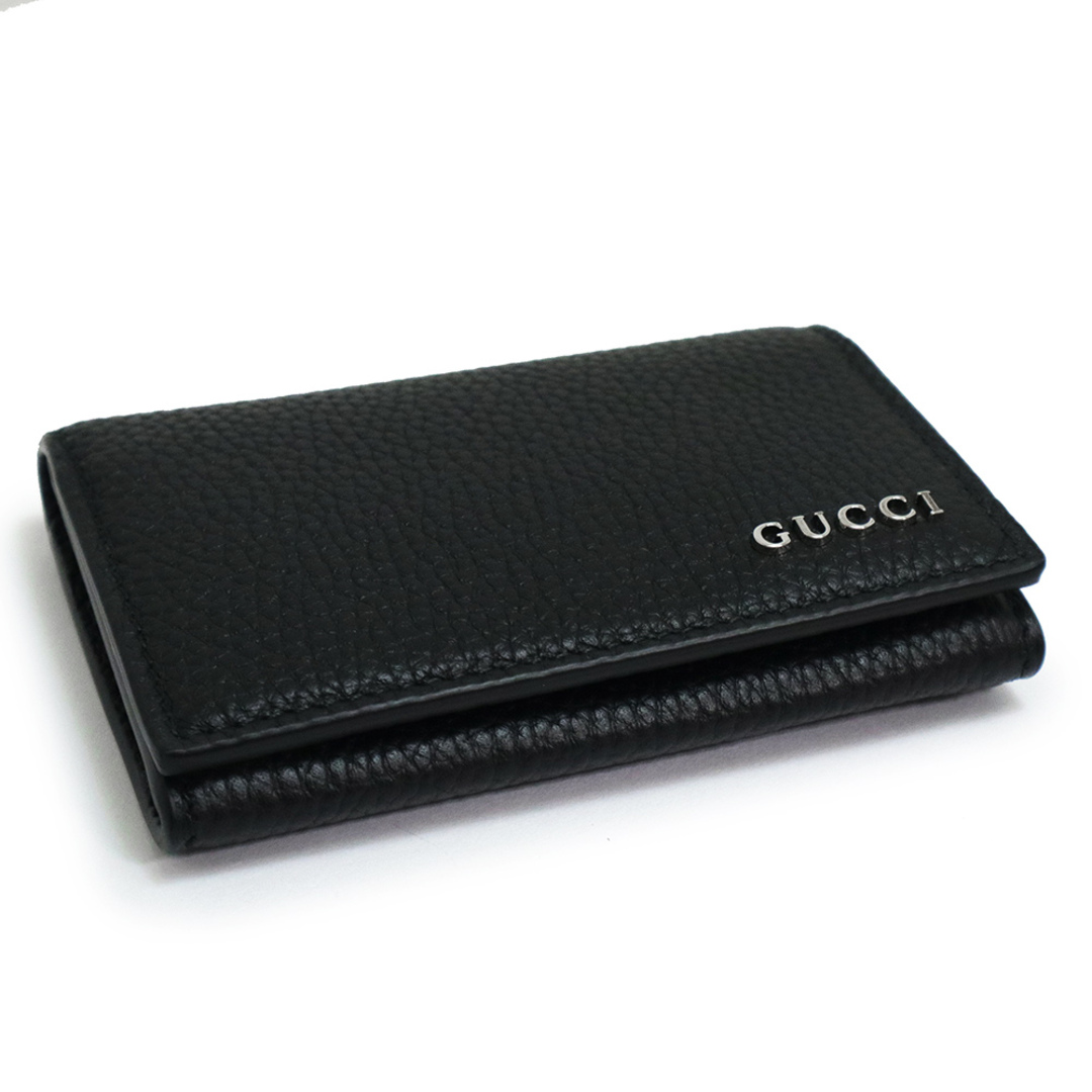 Gucci(グッチ)のグッチ ロゴ カードケース パスケース 名刺入れ 定期入れ レザー ブラック 黒 ダークシルバー金具 771152 箱付 GUCCI（新品・未使用品） メンズのファッション小物(名刺入れ/定期入れ)の商品写真