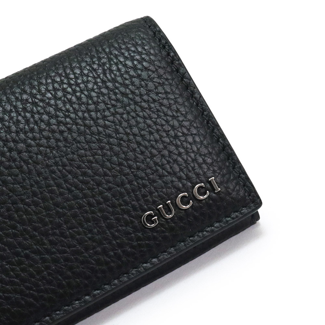 Gucci(グッチ)のグッチ ロゴ カードケース パスケース 名刺入れ 定期入れ レザー ブラック 黒 ダークシルバー金具 771152 箱付 GUCCI（新品・未使用品） メンズのファッション小物(名刺入れ/定期入れ)の商品写真