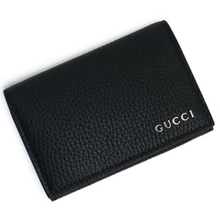 グッチ(Gucci)のグッチ ロゴ カードケース パスケース 名刺入れ 定期入れ レザー ブラック 黒 ダークシルバー金具 771152 箱付 GUCCI（新品・未使用品）(名刺入れ/定期入れ)