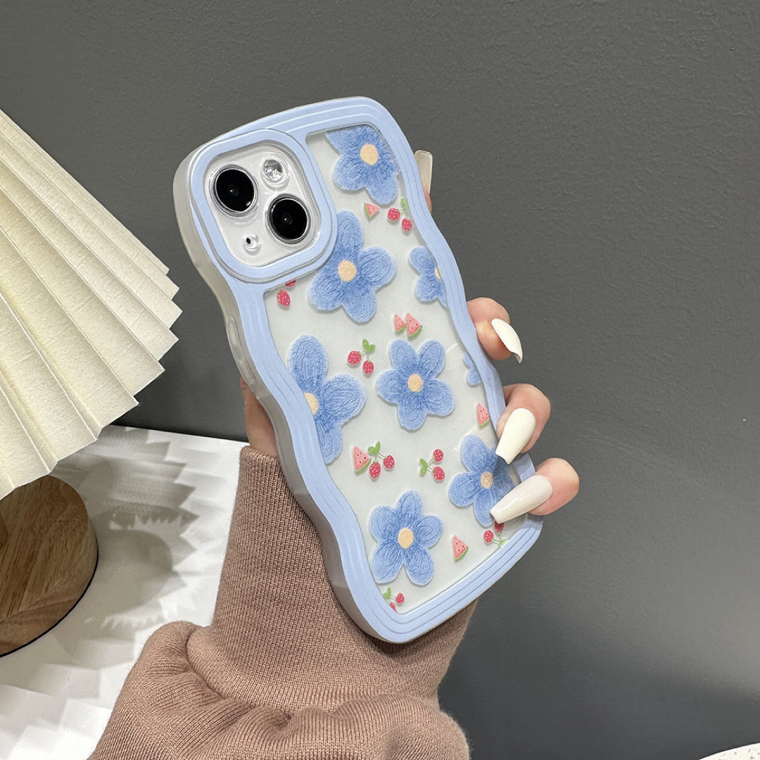 iPhone XRケース　花柄　ピンク　耐衝撃　うねうね　可愛い　韓国　大人気 スマホ/家電/カメラのスマホアクセサリー(iPhoneケース)の商品写真