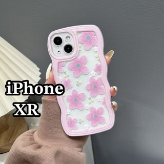 iPhone XRケース　花柄　ピンク　耐衝撃　うねうね　可愛い　韓国　大人気