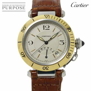 カルティエ(Cartier)のカルティエ Cartier パシャ 38mm コンビ W31012H3 メンズ 腕時計 デイト アイボリー 文字盤 パワーリザーブ 自動巻き Pasha VLP 90228917(腕時計(アナログ))