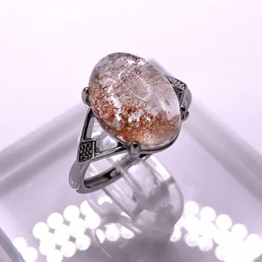 ガーデンクォーツ　水晶　パワーストーン　オレンジ　レディース  指輪 レディースのアクセサリー(リング(指輪))の商品写真