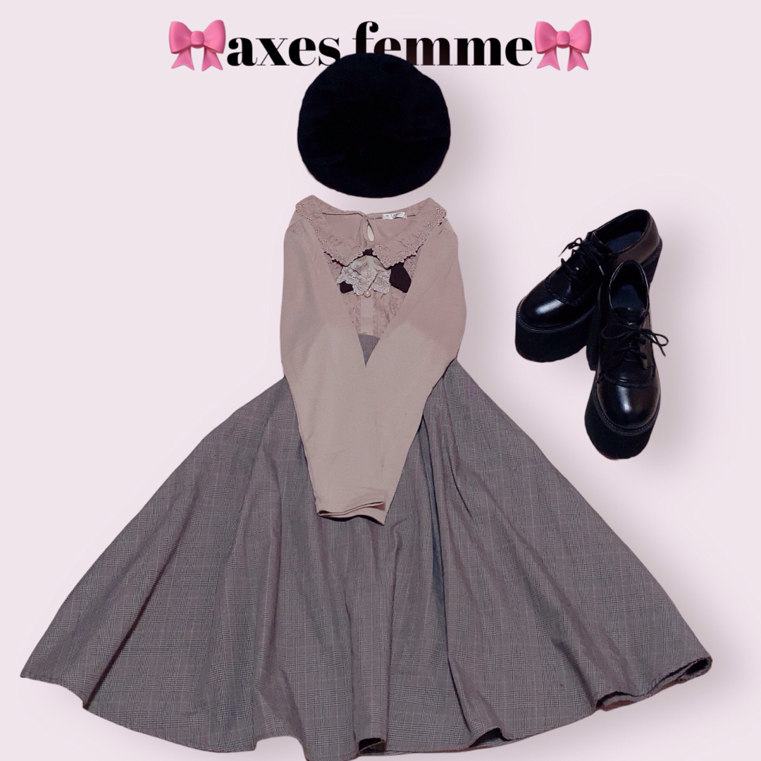 axes femme(アクシーズファム)のaxes femme リボンフリルカットソー　Pink　M　量産型　ガーリー レディースのトップス(カットソー(長袖/七分))の商品写真