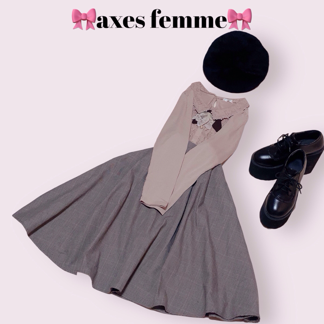 axes femme(アクシーズファム)のaxes femme リボンフリルカットソー　Pink　M　量産型　ガーリー レディースのトップス(カットソー(長袖/七分))の商品写真