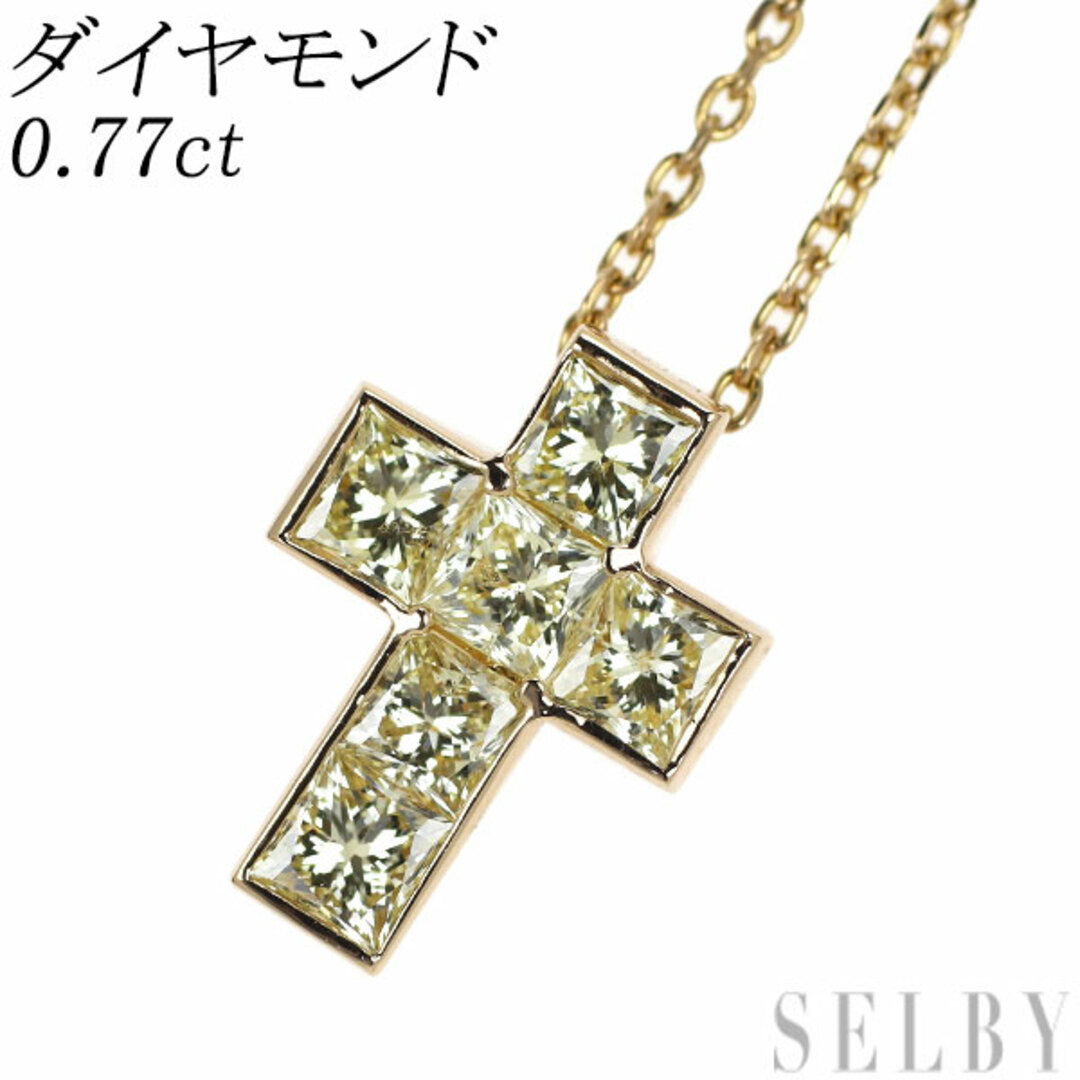  K18PG プリンセスカット ダイヤモンド ペンダントネックレス 0.77ct クロス レディースのアクセサリー(ネックレス)の商品写真