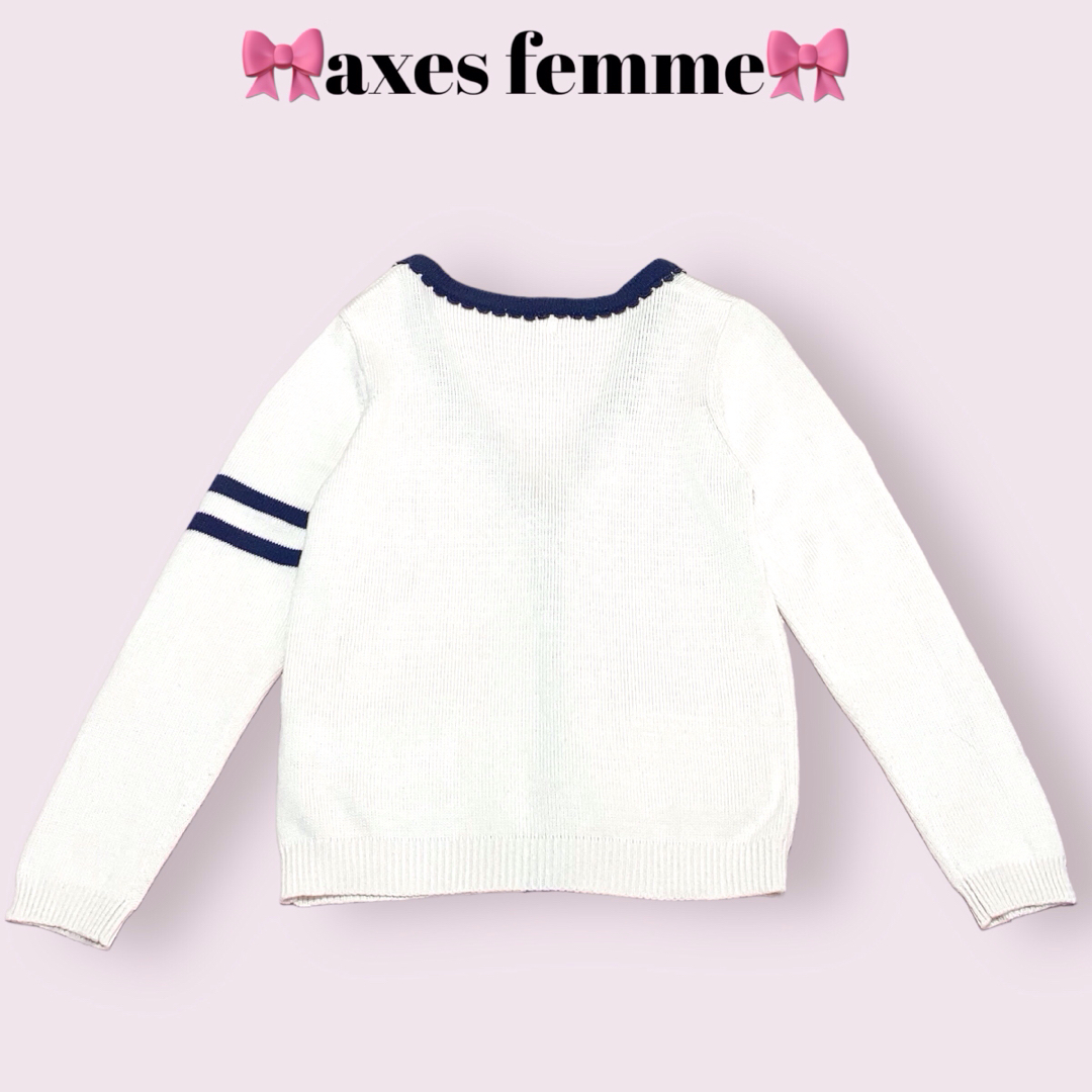 axes femme(アクシーズファム)のaxes femme　エンブレムカーディガン　White　M　ガーリー　レトロ レディースのトップス(カーディガン)の商品写真