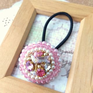 【H-430】ビーズ刺繍ヘアゴム(ヘアアクセサリー)