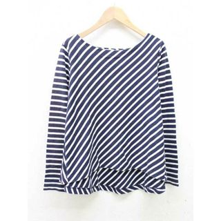 プチバトー(PETIT BATEAU)の【春物新入荷】■PETIT BATEAU/プチバトー■長袖斜めボーダーカットソー/長袖 ネイビー×ホワイト/紺×白 レディース 1【中古】春秋 523042(Tシャツ(半袖/袖なし))