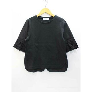 MUVEIL WORK - 【春物 新入荷】‡MUVEIL WORK/ミュベールワーク‡袖レース切替カットソー/Tシャツ/半袖 ブラック/黒 レディース 38【中古】 春夏 423042