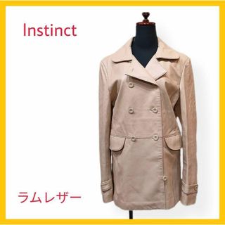 美品 Instinct レザー ジャケット ラムレザー ダブル 本革 ベージュ(その他)