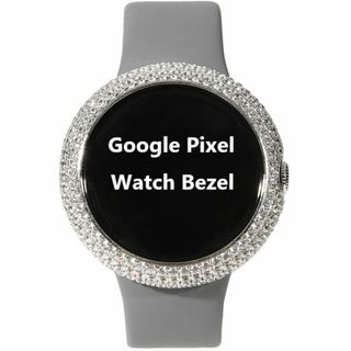 グーグルピクセル(Google Pixel)のGoogle Pixel Watch グーグルピクセルウォッチ ケース カバー カスタム ベゼル CZダイヤ（キュービックジルコニア）キラキラ 保護カバー シルバー(腕時計)