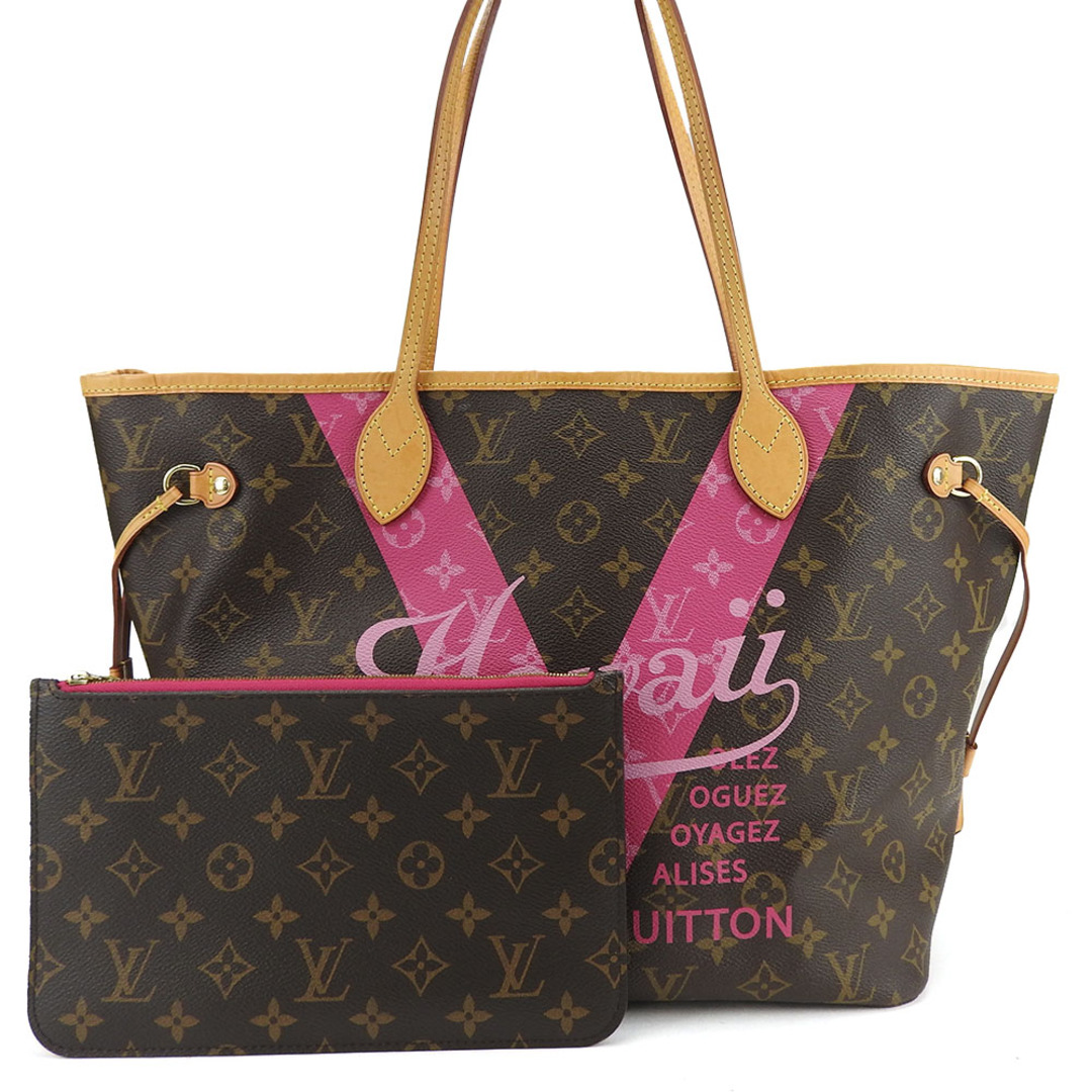 LOUIS VUITTON(ルイヴィトン)の【中古】 ルイ・ヴィトン トートバッグ ネヴァーフルMM M43299 モノグラムキャンバス ピンク ブラウン ゴールド金具 ハワイ限定 made in USA ポーチ付き レディース 女性 LOUIS VUITTON レディースのバッグ(トートバッグ)の商品写真