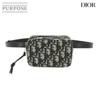 クリスチャンディオール(Christian Dior)の未使用 展示品 クリスチャン ディオール Chiristian Dior オブリーク ウエストバッグ ボディバッグ キャンバス レザー ネイビー VLP 90228357(ボディバッグ/ウエストポーチ)